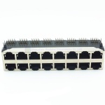 Side Entry shield RJ45 2x8 16 ports PCB multi-port modular jack